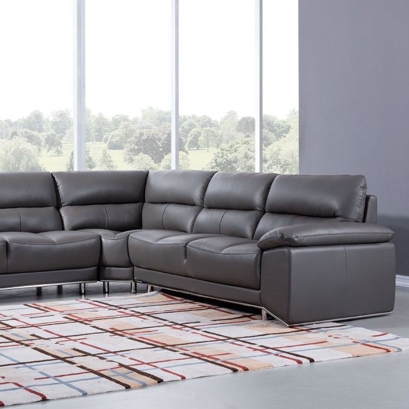 AE Italian Leather Sectional in Light and Dark Gray - Insert Keyword - [product_vendor].