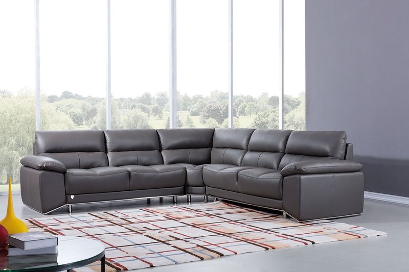 AE Italian Leather Sectional in Light and Dark Gray - Insert Keyword - [product_vendor].