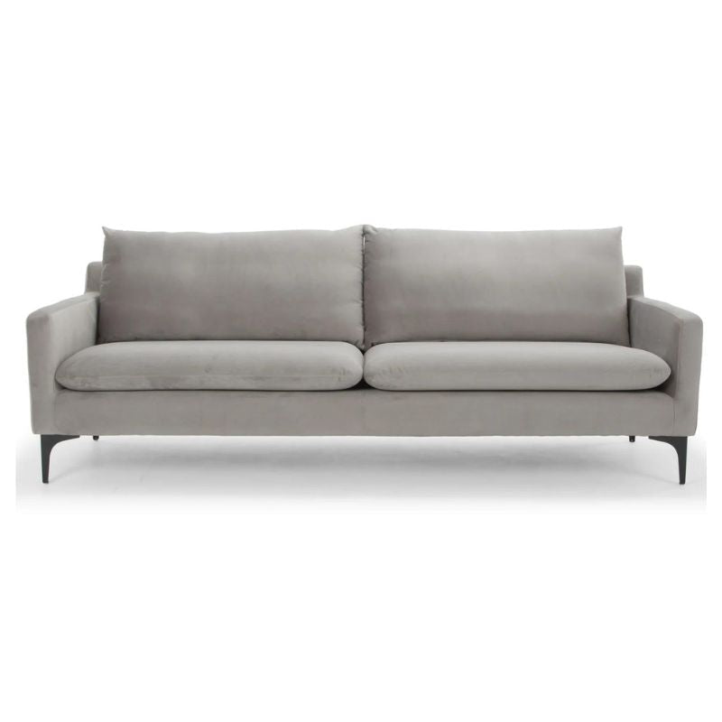 LIEVO Landon Grey Velvet Sofa