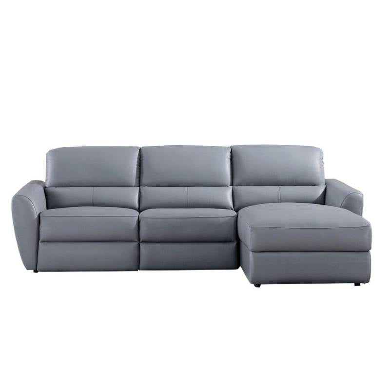 AE | EK-L8001 | Blue Gray Leather L-Shaped Sectional with Electric Recliner - American Eagle - EK-L8001L-BGY