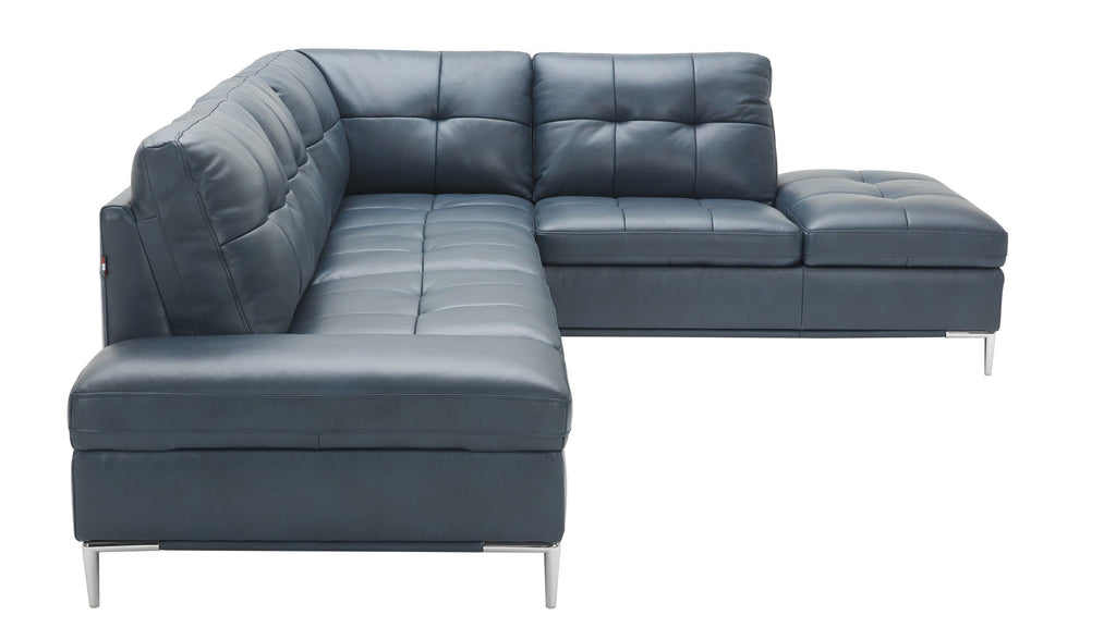 J&M | Leonardo Navy Blue Leather Sectional Sofa Chaise - J&M Furniture - 18995-RHFC