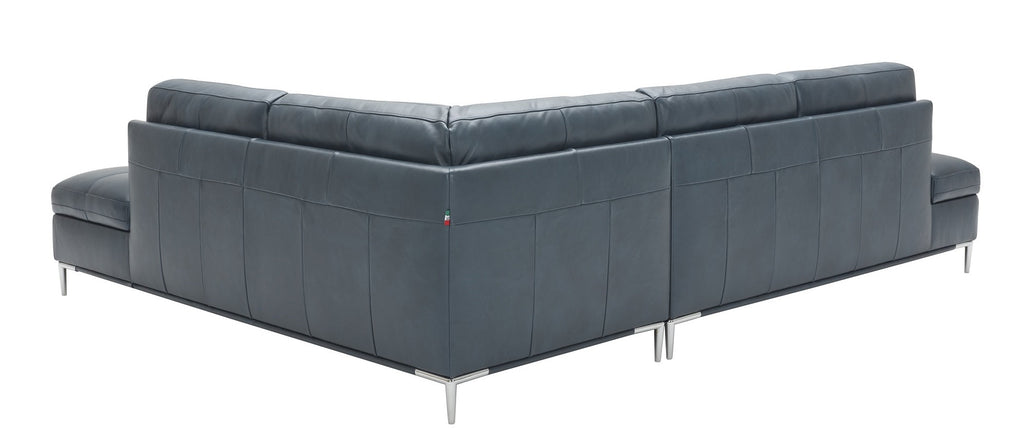 J&M | Leonardo Navy Blue Leather Sectional Sofa Chaise - J&M Furniture - 18995-RHFC