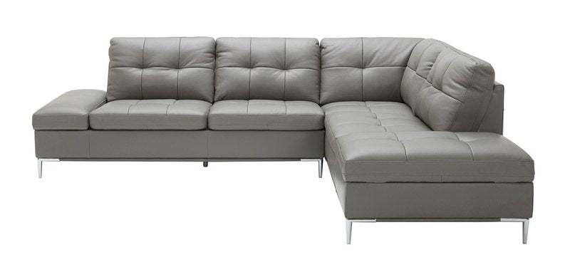 Leonardo Grey Leather Sectional Sofa J&M