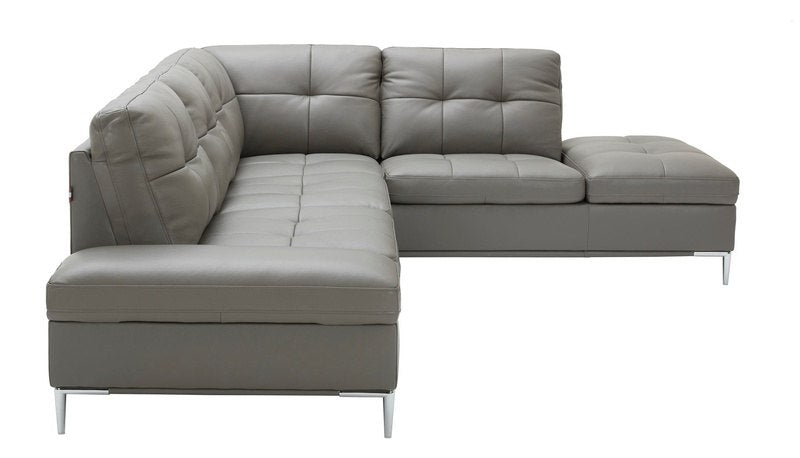 Leonardo Grey Leather Sectional Sofa J&M sd