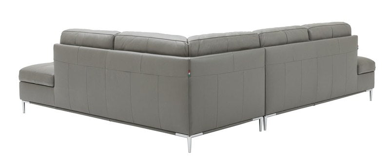 Leonardo Grey Leather Sectional Sofa Back J&M