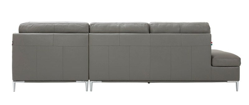 Leonardo Grey Leather Sectional Sofa J&M Back