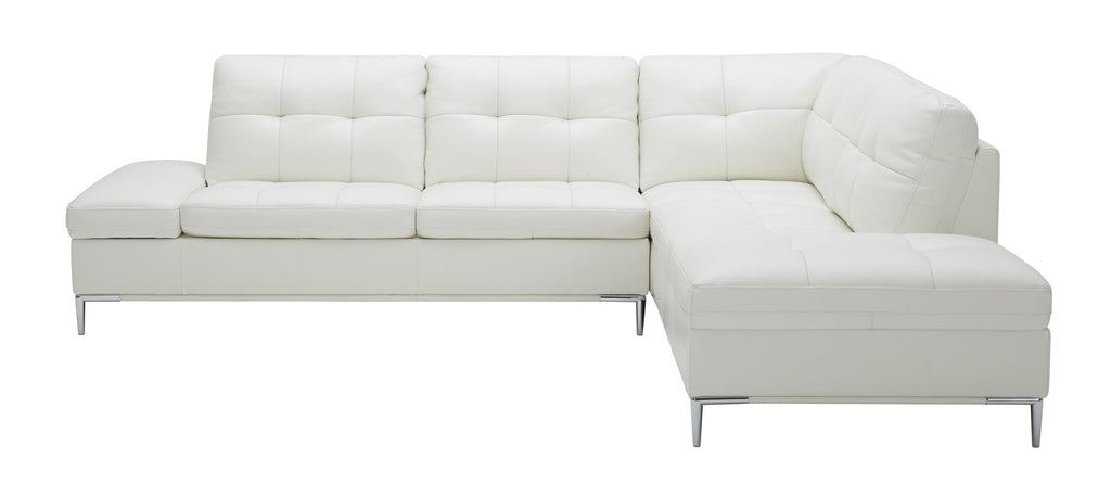 Leonardo Leather Sectional Sofa with Storage in White