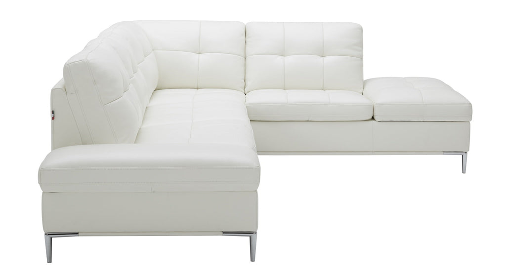 JNM Leonardo Leather Sectional Sofa with Storage in White