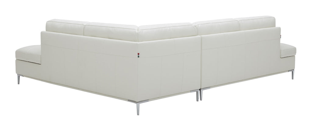 Leonardo Leather Sectional Sofa with Storage in White corner back