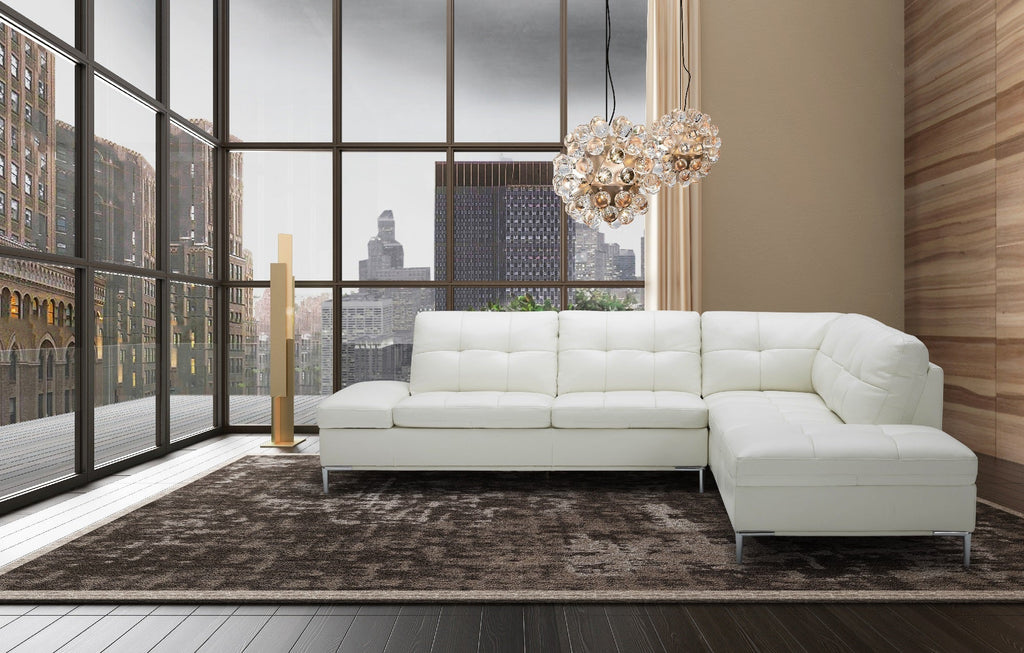 Leonardo Leather Sectional Sofa with Storage in White JNM