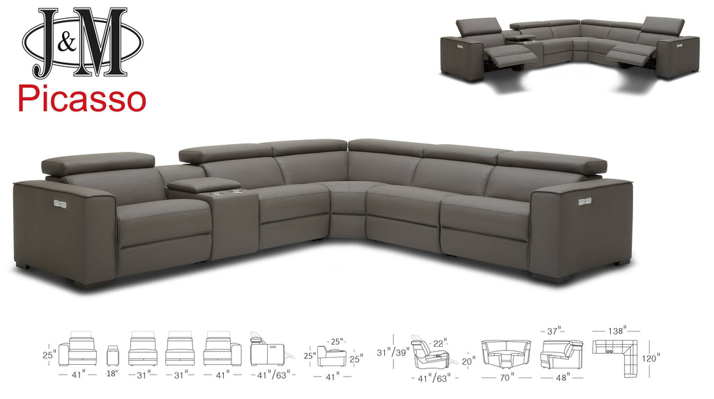 J&M White Picasso Motion Reclining Sectional - J&M Furniture - 18865-W