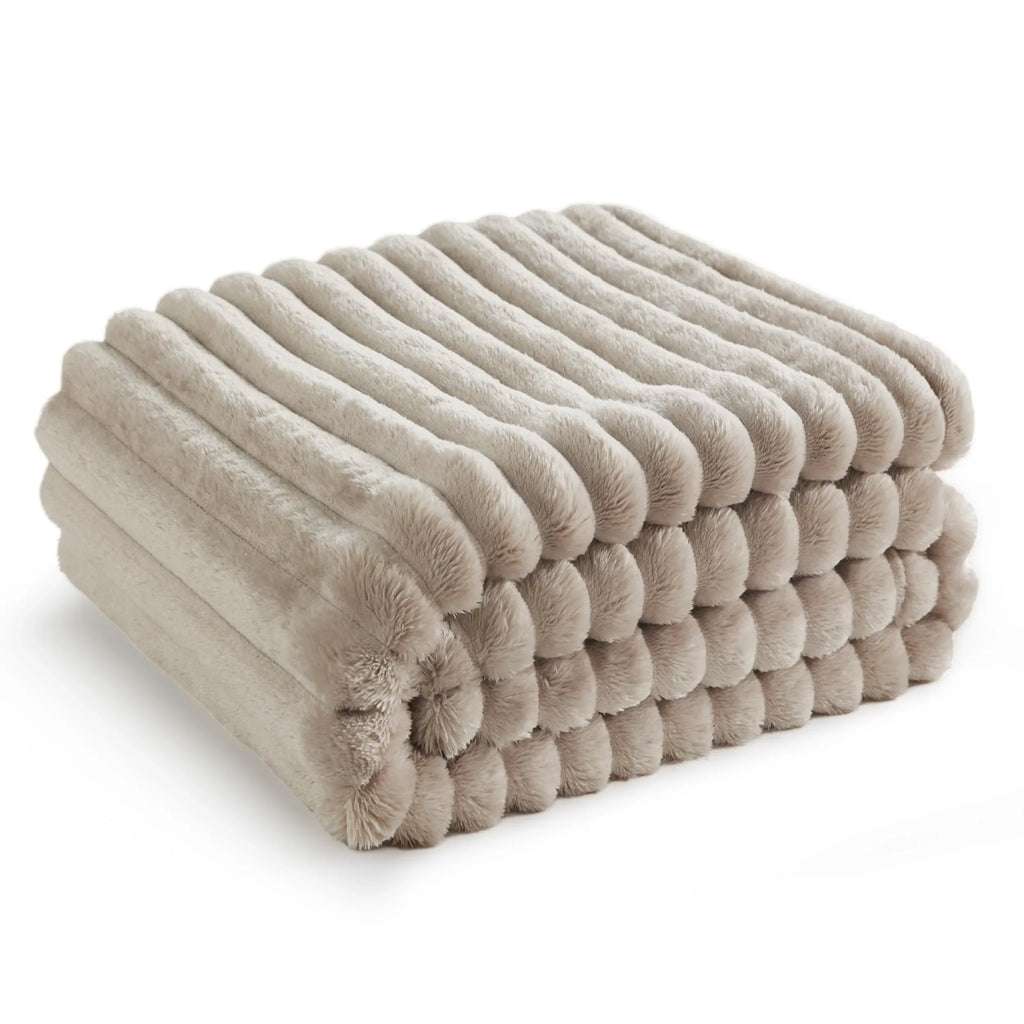 Cozy Beige Sherpa Blanket, Fluffy Throw, Sofa Throw Blanket - Simply Shop Sofas - 5:200011731;14:771#Beige