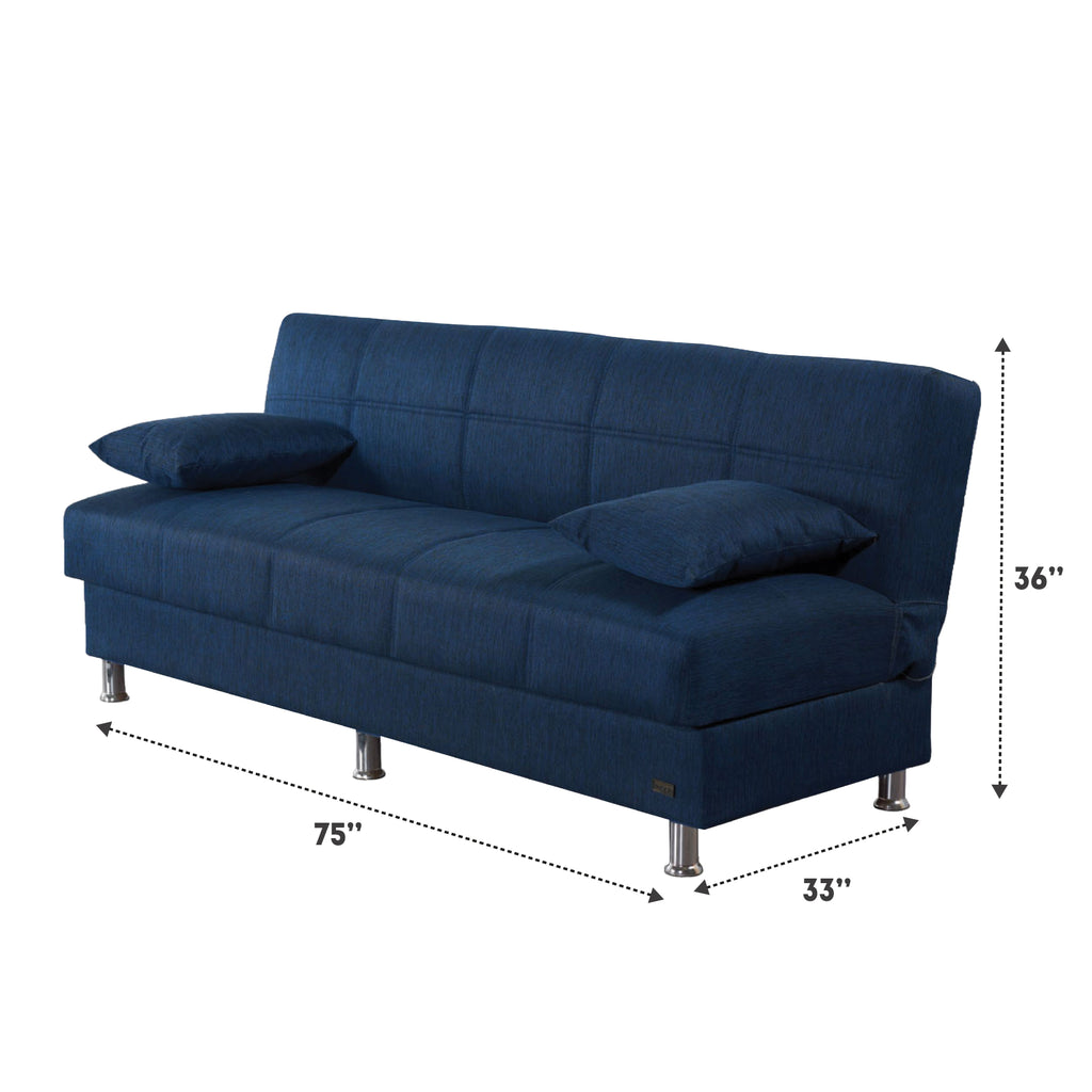  London Convertible Blue Futon Empire Measured 