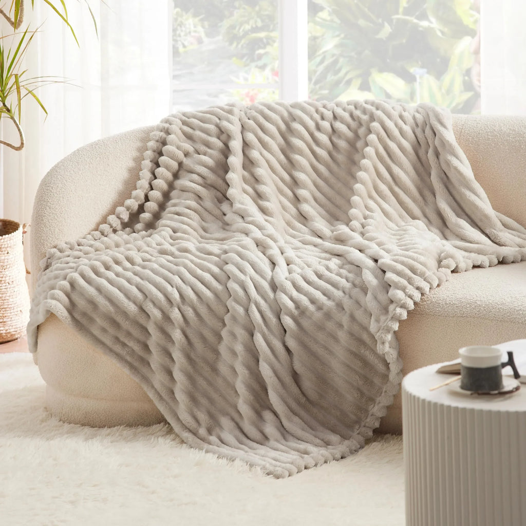 Cozy Beige Sherpa Blanket, Fluffy Throw, Sofa Throw Blanket - Simply Shop Sofas - 5:200011731;14:771#Beige