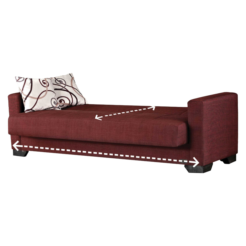 Vermont Burgundy Storage Sofa Bed Down