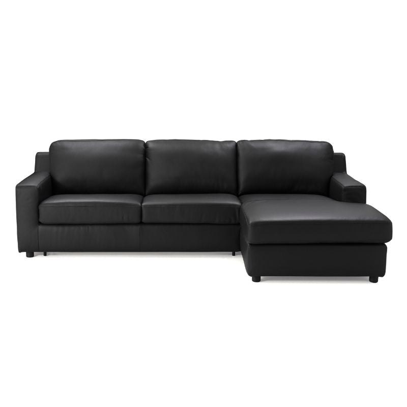 J&M Elizabeth Premium Black Leather Sleeper Sectional - J&M Furniture - 18242-RHFC
