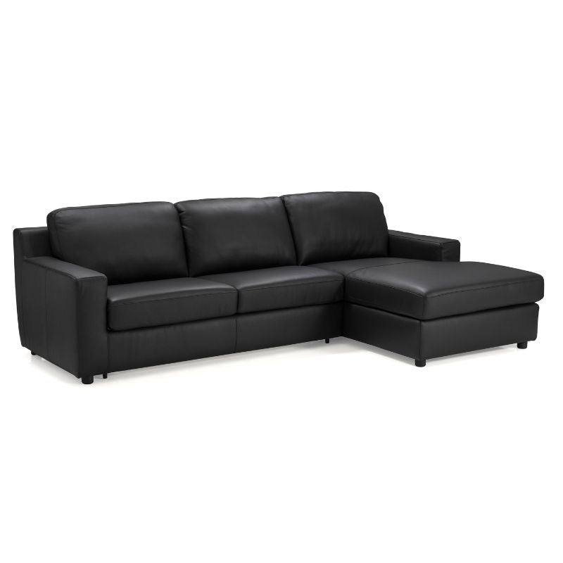 J&M Elizabeth Premium Black Leather Sleeper Sectional - J&M Furniture - 18242-RHFC
