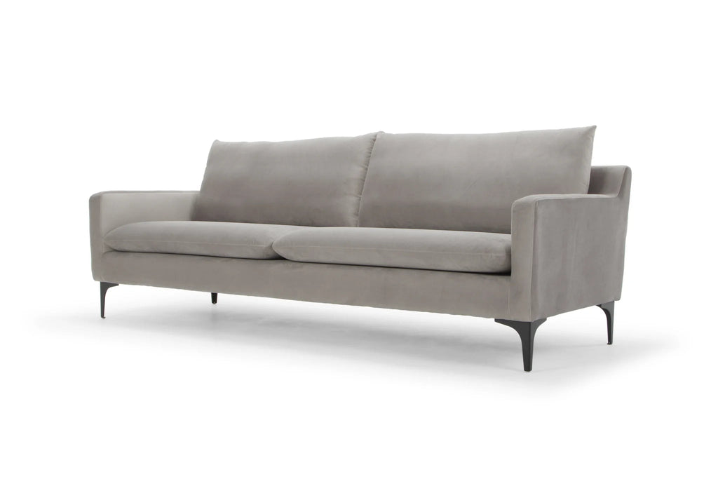 LIEVO Landon Grey Velvet Sofa