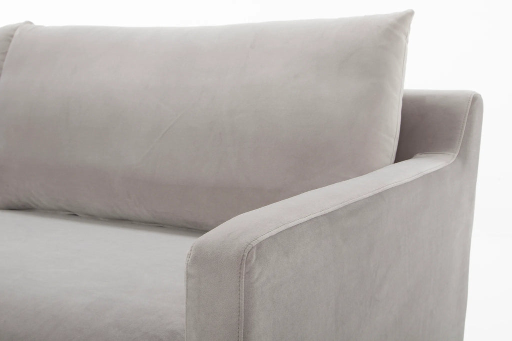 LIEVO Landon Grey Velvet Sofa Corner