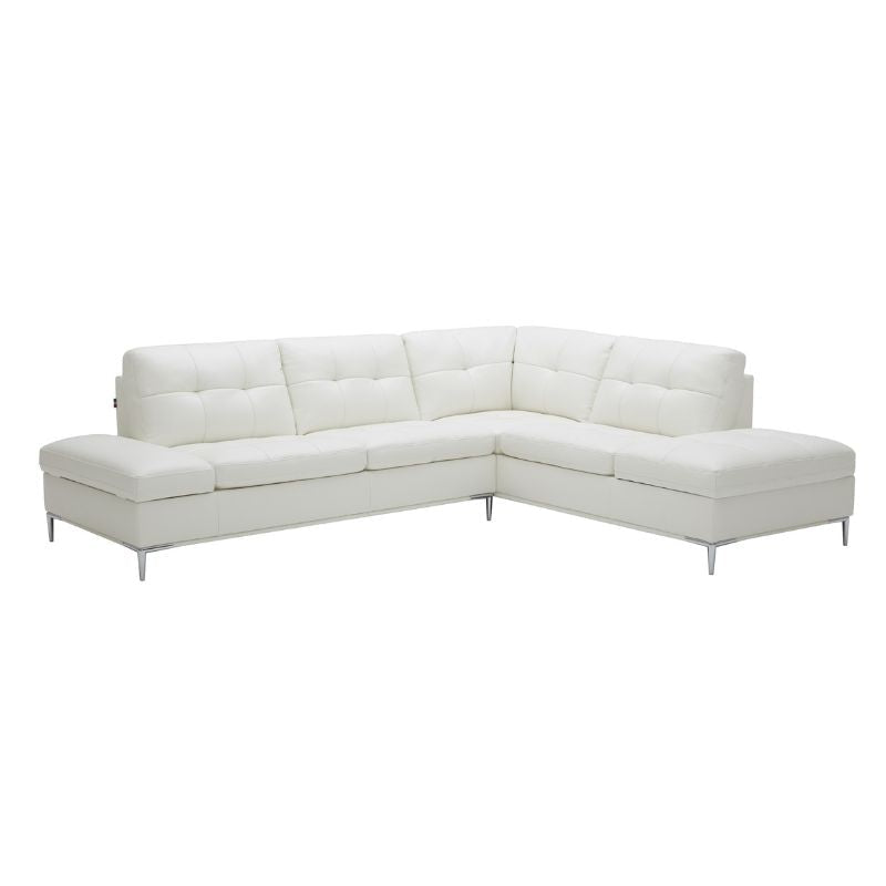 Leonardo Leather Sectional sofa with Storage in White front JNM