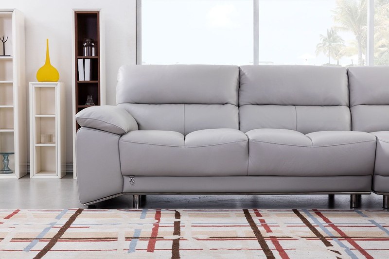 AE Italian Leather Sectional in Light and Dark Gray - Insert Keyword - [product_vendor].