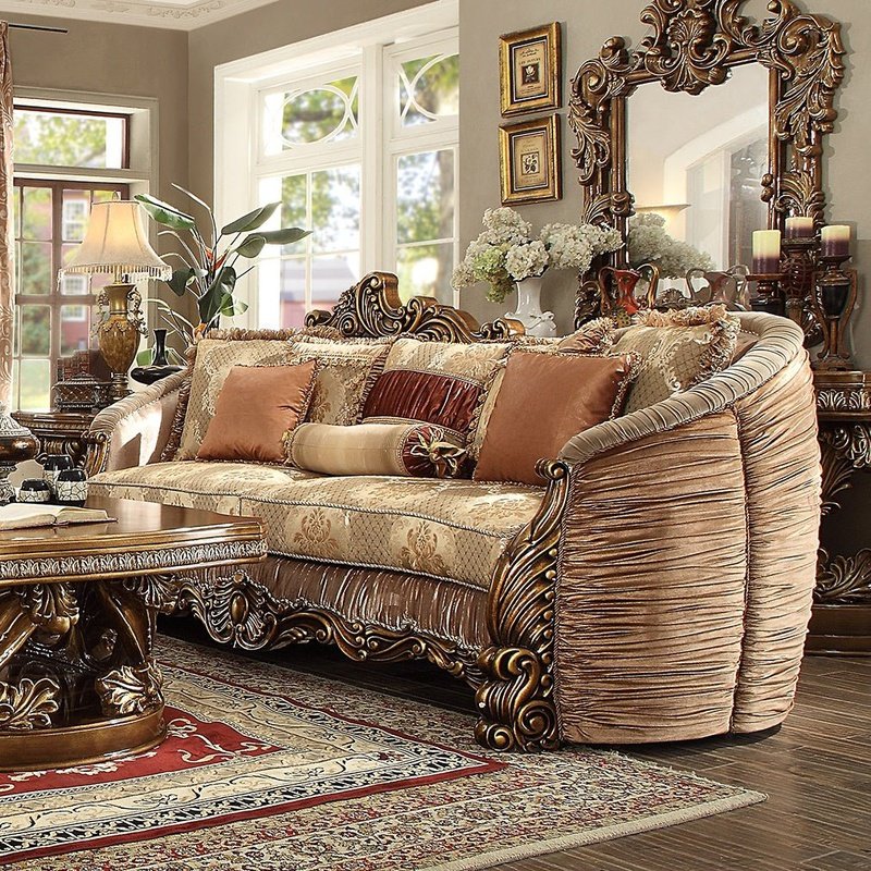 HD-1601 Golden Brown Victorian 3PC Sofa Set | Homey Design - Homey Design - HD-S1601