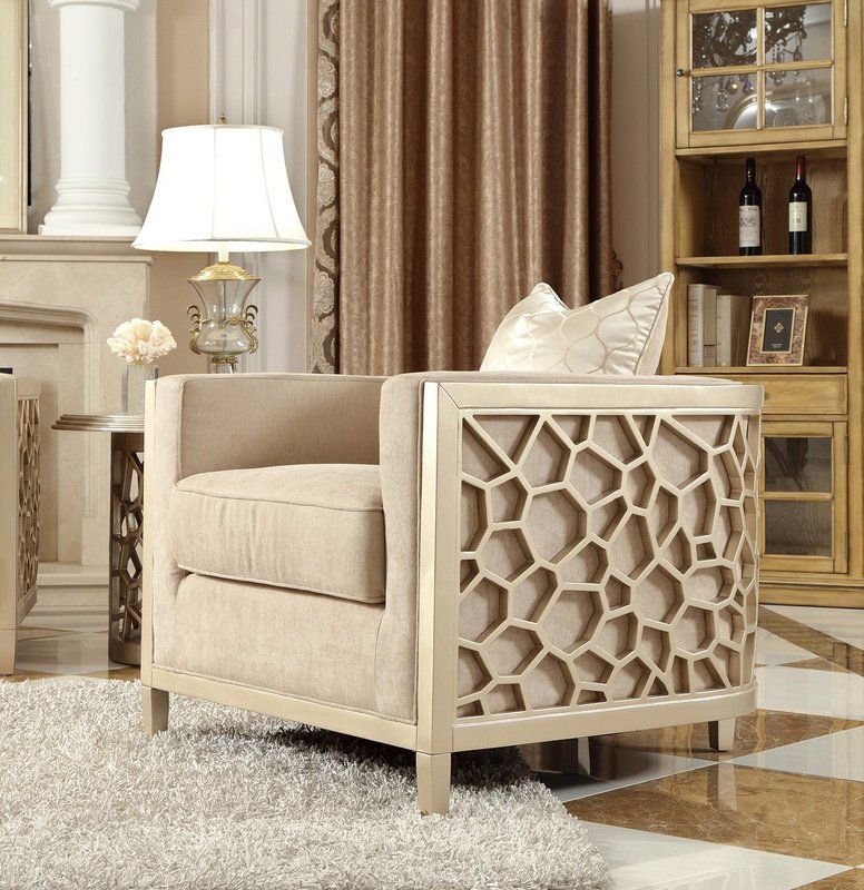 HD-8911 Champagne Honeycomb 3PC Sofa Set - Homey Design - HD-C8911