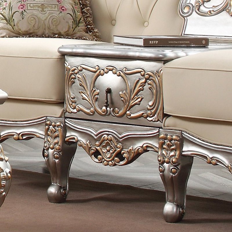 HD-91633 Silver Beige Luxury Sofa with Center Table - Homey Design - HD-S91633