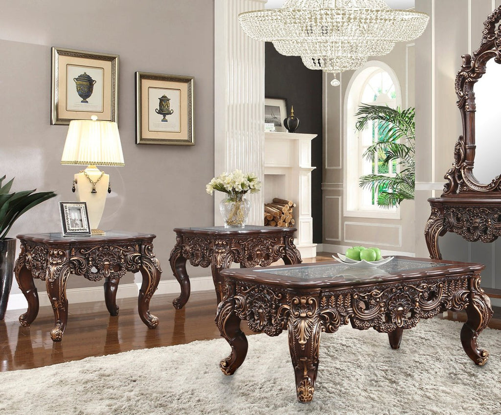 HD-998C Walnut 3PC Coffee Table Living Room Set Homey Design - Homey Design - HD-998C-CTSET3