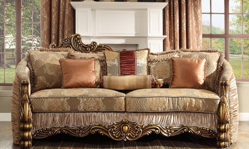 HD-1601 Golden Brown Victorian 3PC Sofa Set | Homey Design - Homey Design - HD-L1601