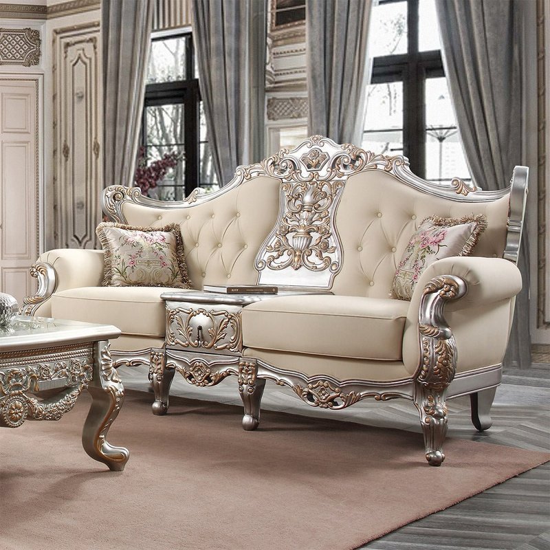 HD-91633 Silver Beige Luxury Sofa with Center Table - Homey Design - HD-S91633