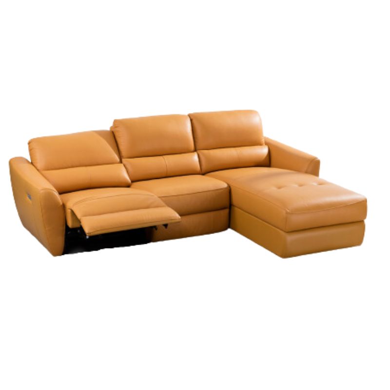 AE | EK-L8001 | Yellow Leather L-Shaped Sectional with Electric Recliner - American Eagle - EK-L8001L-YO