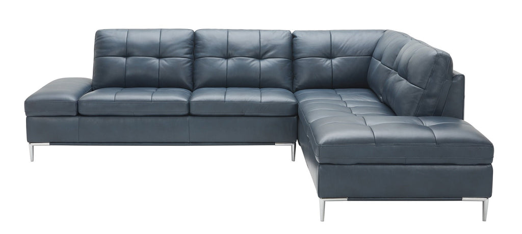 J&M | Leonardo Navy Blue Leather Sectional Sofa Chaise - J&M Furniture - 18995-RHFC