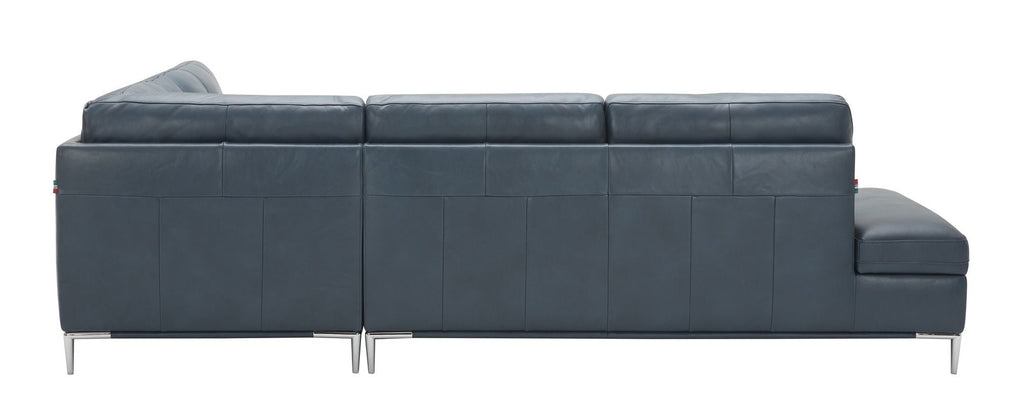 J&M | Leonardo Navy Blue Leather Sectional Sofa Chaise - J&M Furniture - 18995-RHFC