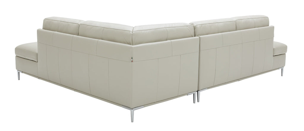J&M | Leonardo Silver Grey Leather Sectional Sofa Chaise - J&M Furniture - 18994-RHFC