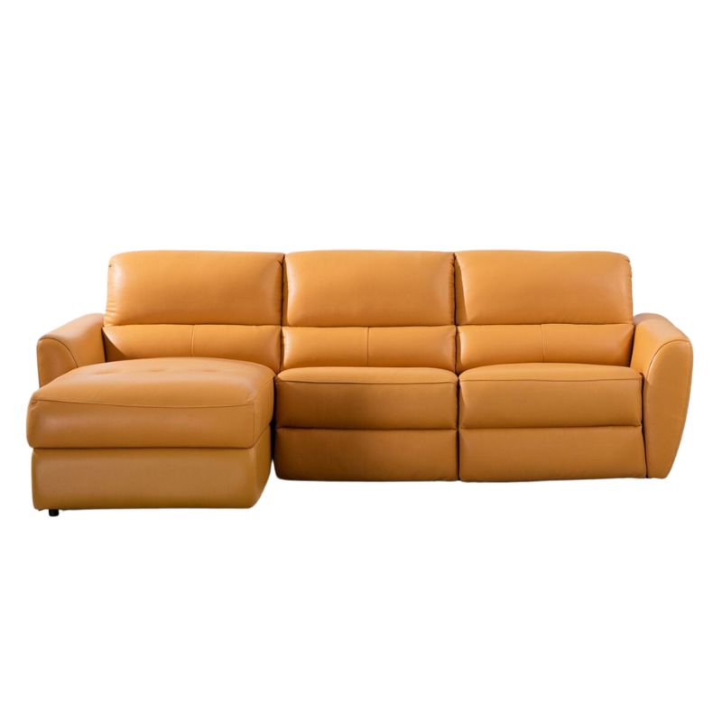 AE | EK-L8001 | Yellow Leather L-Shaped Sectional with Electric Recliner - American Eagle - EK-L8001L-YO