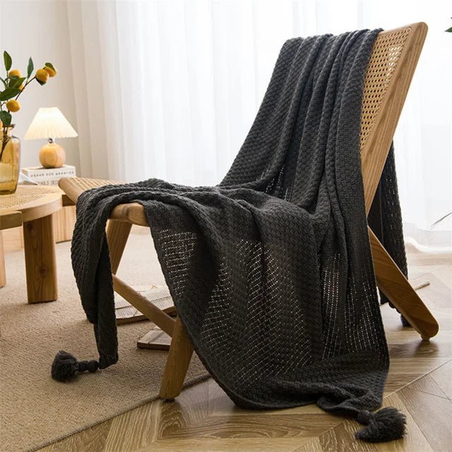 Cozy Knitted Throw Blankets with Tassels - Cozy Home Me - 14:496#07;5:596#110x150cm;200007763:201336100