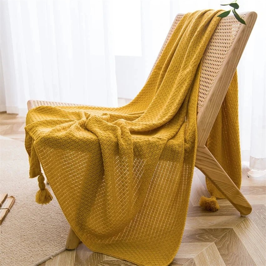 Cozy Knitted Throw Blankets with Tassels - Cozy Home Me - 14:193#01;5:596#110x150cm;200007763:201336100