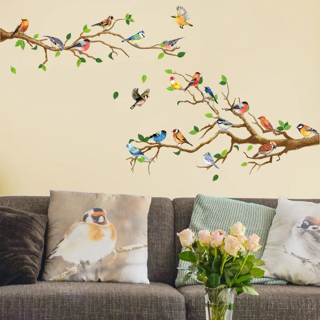 Vintage Bird Branches Wall Art Living Room Decoration | Wall Decor Removable Stickers - Cozy Home Design - birdswall12321
