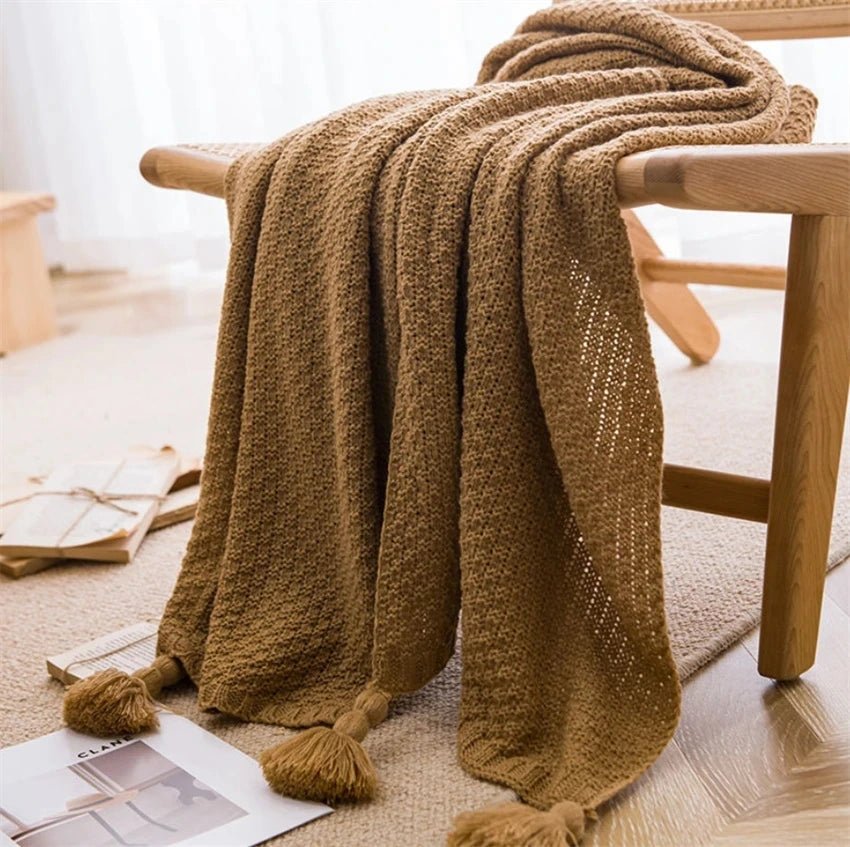 Cozy Knitted Throw Blankets with Tassels - Cozy Home Me - 14:193#01;5:596#110x150cm;200007763:201336100