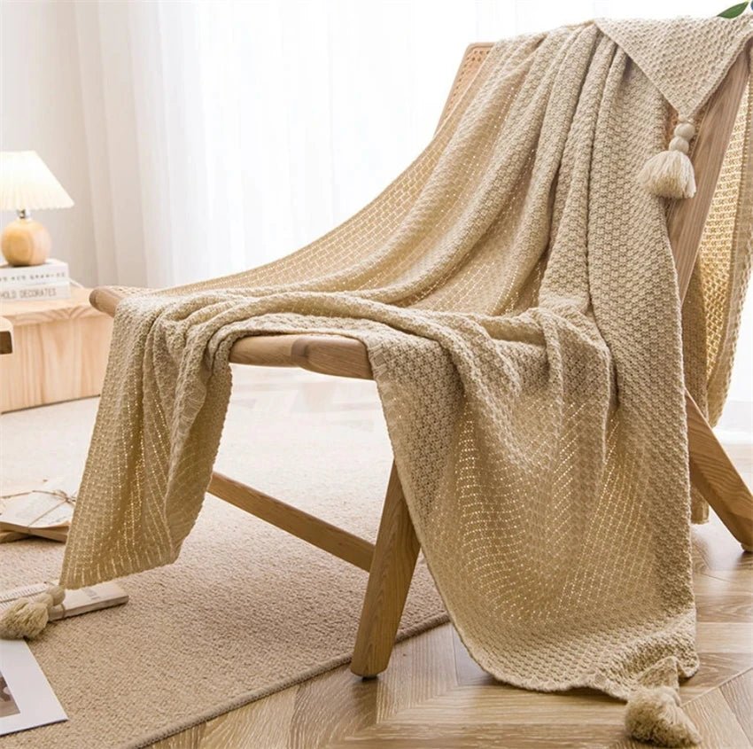 Cozy Knitted Throw Blankets with Tassels - Cozy Home Me - 14:193#01;5:596#110x150cm;200007763:201336100