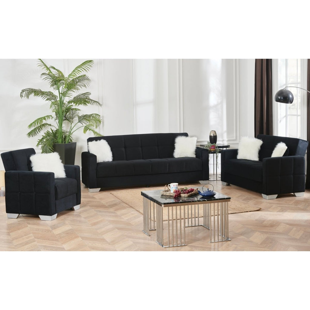 Empire USA | Ontario Black Sofa Bed 3PC Living Room Set - Empire USA - SB-ONTARIO-BLACK-SET