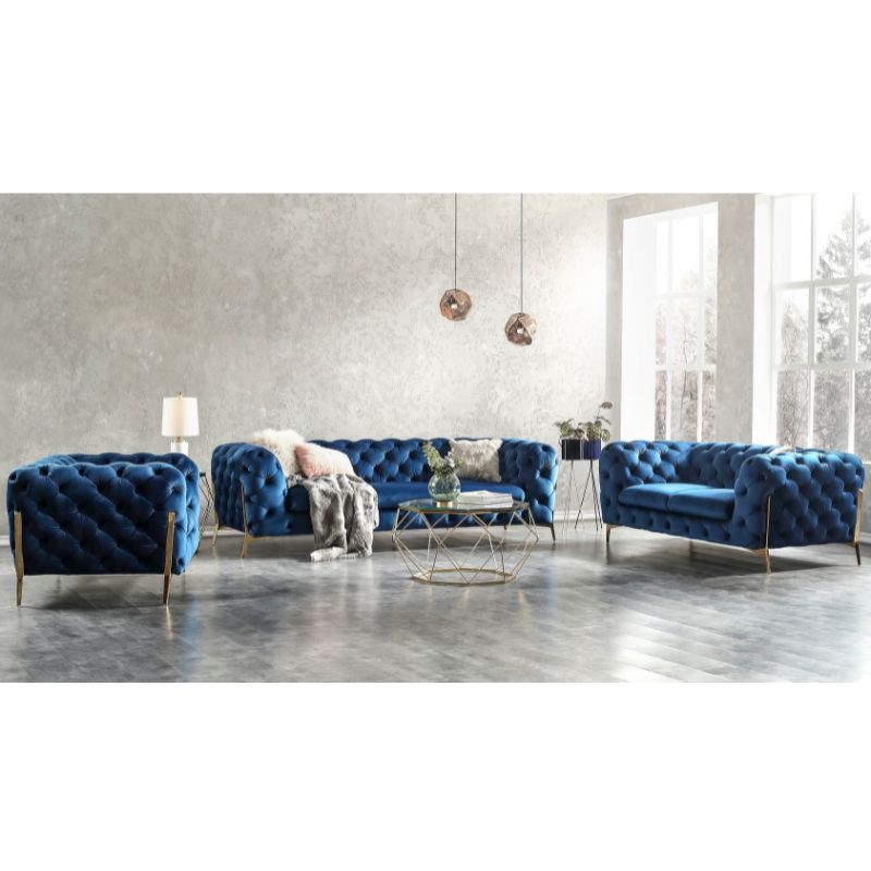 J&M Glamour Blue Living Room Set 17182 - J&M Furniture - 17182-SLC