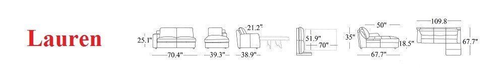 J&M Light Grey Lauren Premium Sleeper Sofa Chaise - J&M Furniture - 18243-RHFC